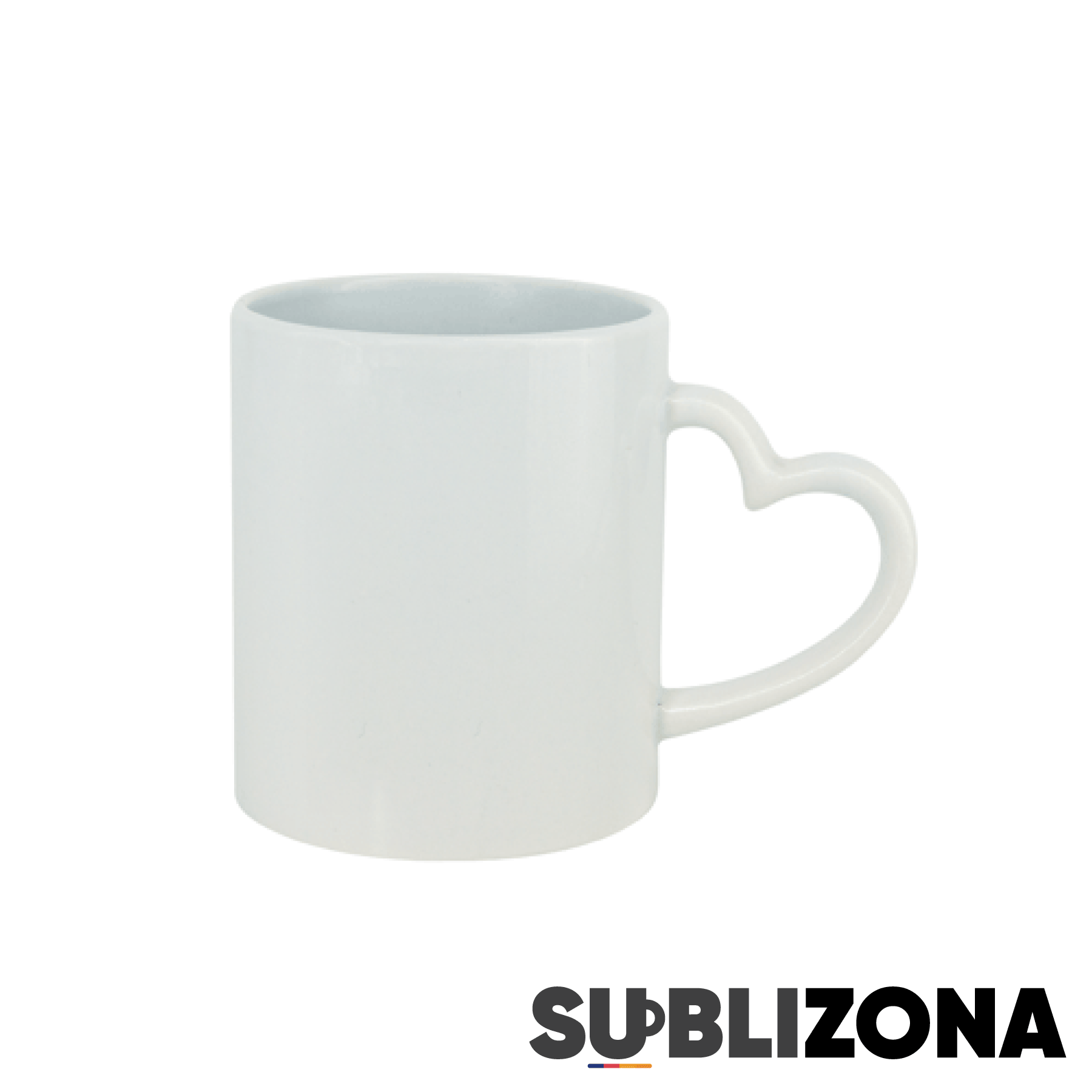 Taza blanca11oz. Con asa de corazón