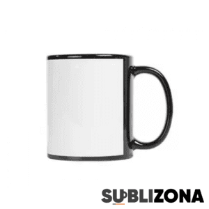 Taza negra de ventana blanca