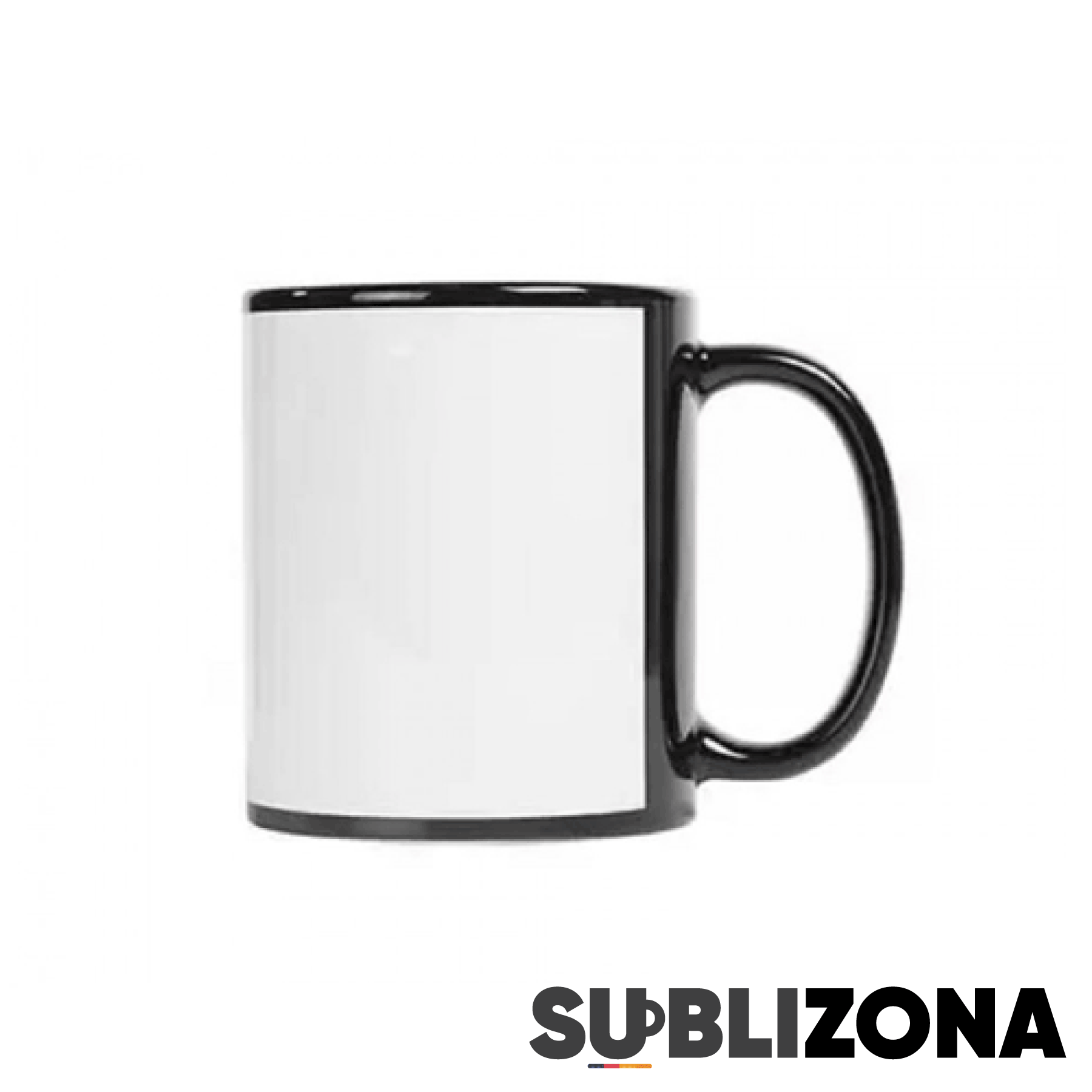 Taza negra de ventana blanca